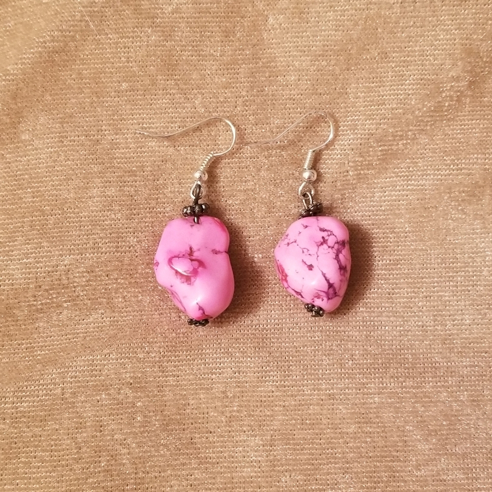 Hot Pink Stone Earrings